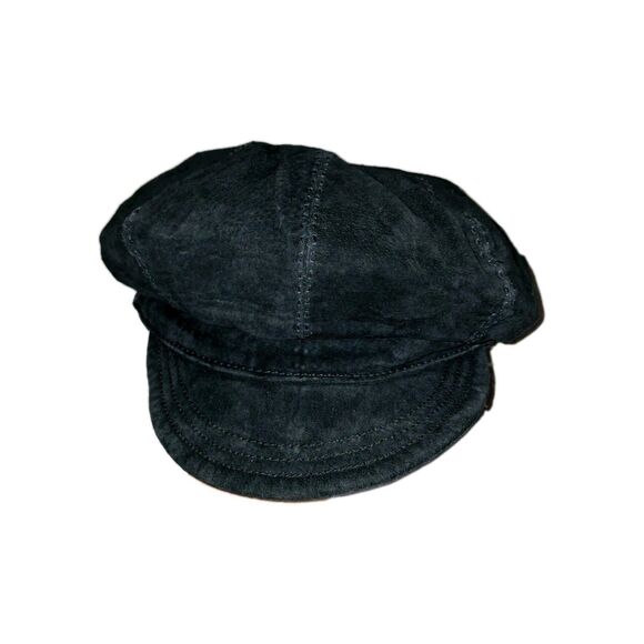 Liz Claiborne Vtg Black Suede Visor Cap Newsboy, Cabbie Hat Y2K - Picture 11 of 12